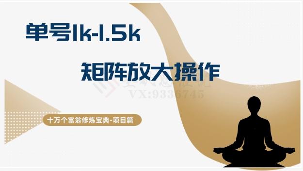 十万个富翁修炼宝典15.单号1k-1.5k，矩阵放大操作-博库