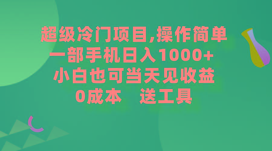 (9291期)超级冷门项目,操作简单，一部手机轻松日入1000+，小白也可当天看见收益-博库