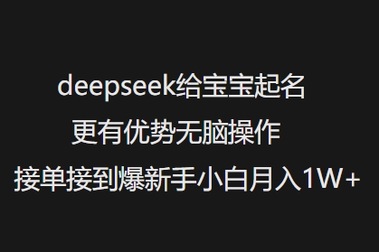 deepseek给宝宝起名更有优势无脑操作接单接到爆新手小白月入1W+-博库