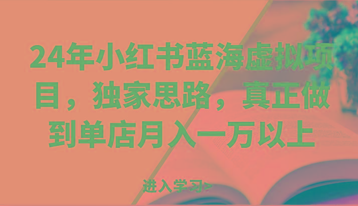 24年小红书蓝海虚拟项目，独家思路，真正做到单店月入一万以上。-博库