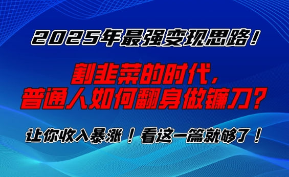 2025年最强变现思路，割韭菜的时代， 普通人如何翻身做镰刀？【揭秘】-博库