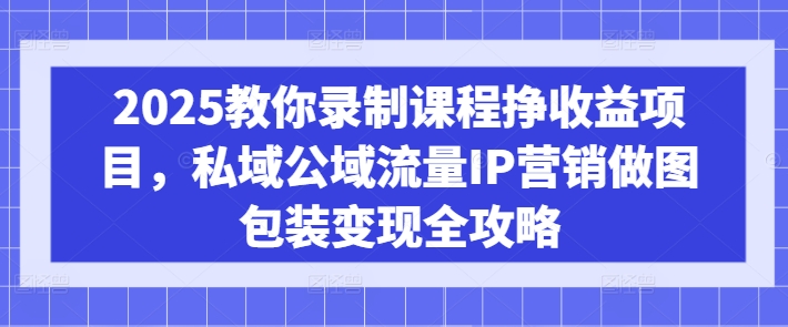 2025教你录制课程挣收益项目，私域公域流量IP营销做图包装变现全攻略-博库