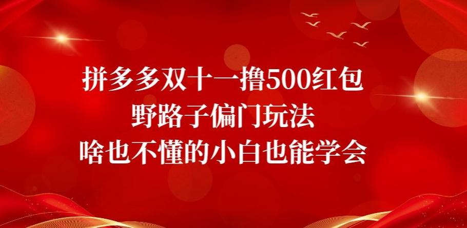 拼多多双十一撸500红包野路子偏门玩法，啥也不懂的小白也能学会【揭秘】-博库