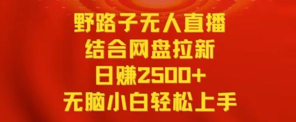 野路子无人直播结合网盘拉新，日赚2500+，小白无脑轻松上手【揭秘】-博库